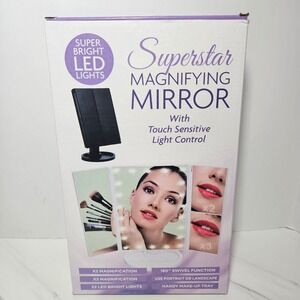 Superstar Magnifying Mirror W/Touch Light Control 22 LED Lights X2 X3 Mag. New